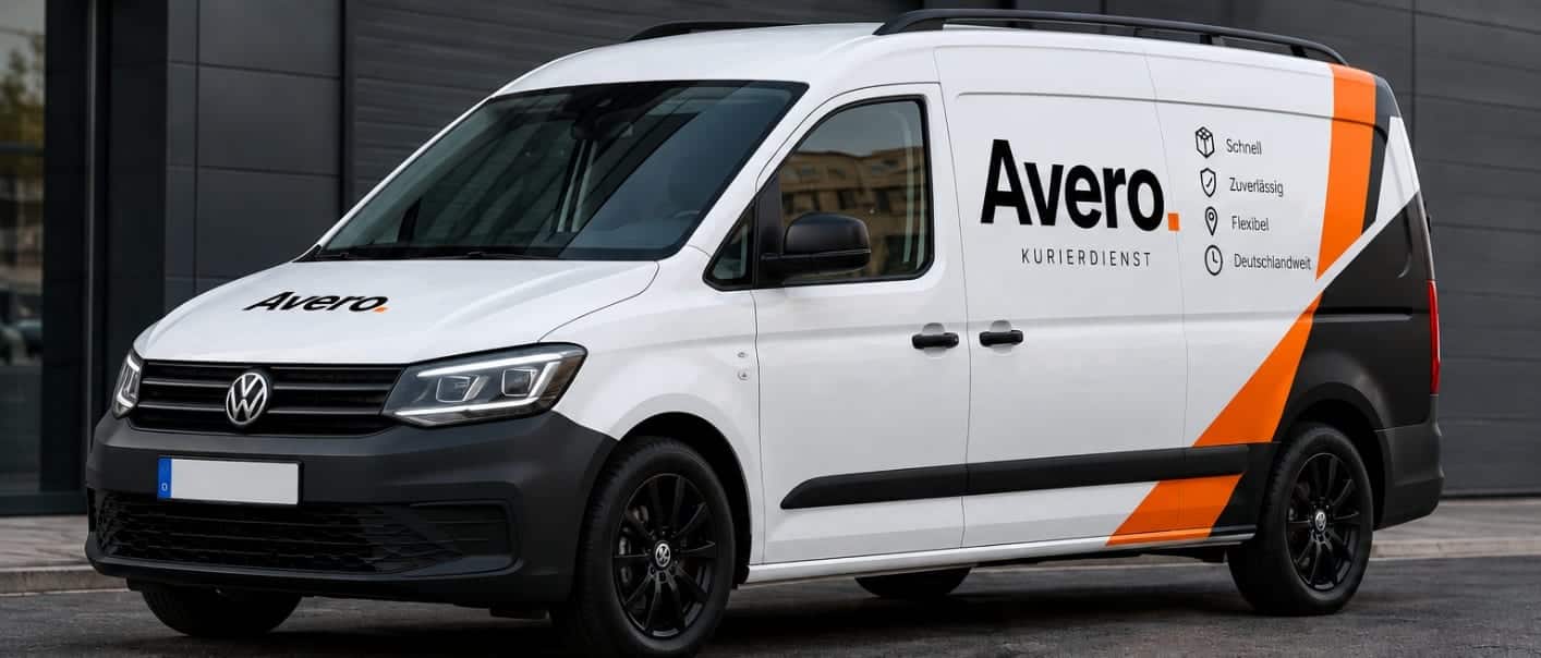 Transporter von Avero Services auf der Ausfallstraße Richtung Rhein-Main, allein beladen mit einer Sendung